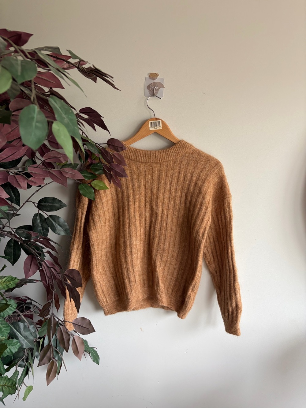 Acne studios Camel Ribbed Crewneck Sweater